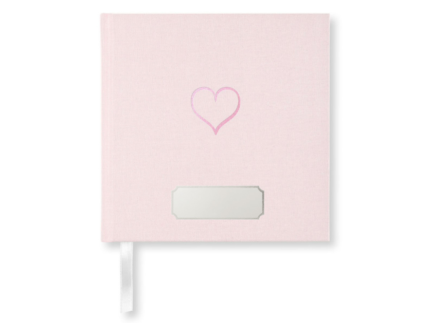 Gästbok Dop Paperstyle Hjärta Rosa 185 x 185 mmproduktbild #1