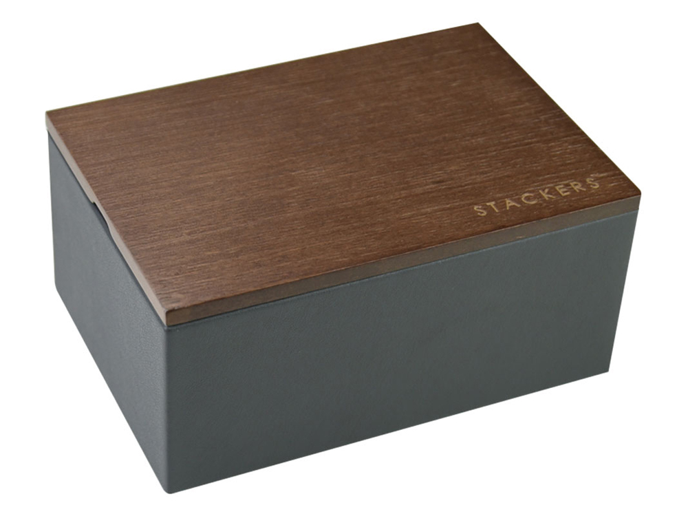 Klocklåda Stackers Charcoal Dark Wood Mini – utan gravyr Klocklåda Stackers Charcoal Dark Wood Mini – utan gravyr